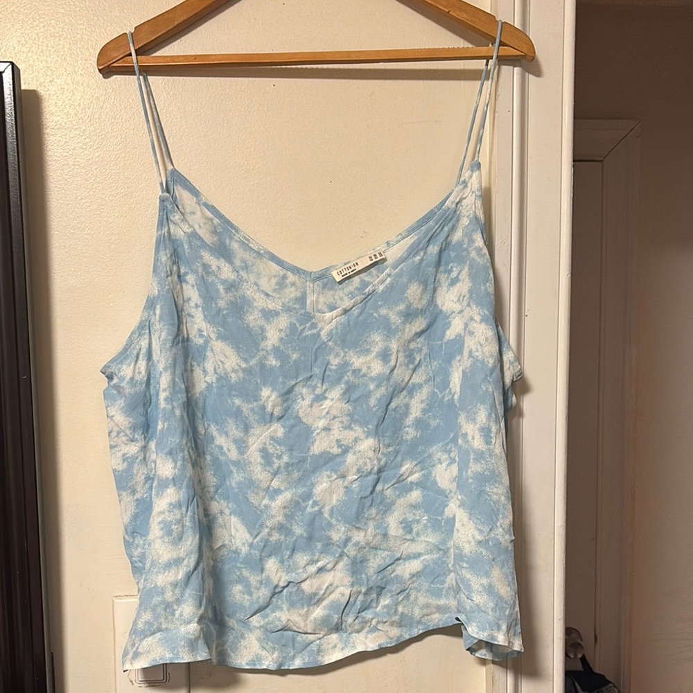 Blue and White Relaxed Sleeveless Camisole